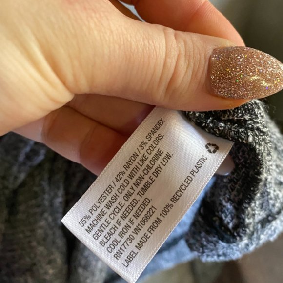 Mossimo Heathered Gray Wide Ribbed Knit Mock Neck Long Sleeve Swing Dress - Picture 7 of 9